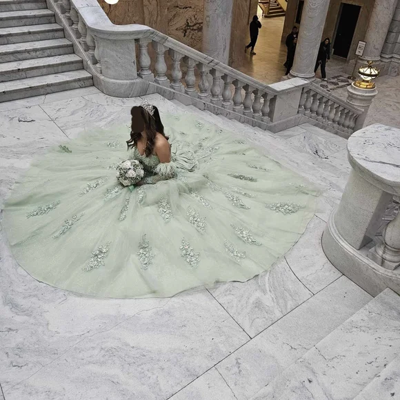Green Quinceañera Dress - Picture 3 of 8